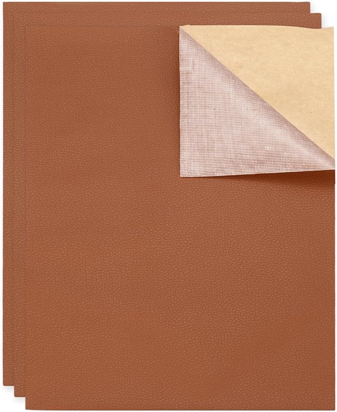 MECCANIXITY 5 Pcs Leather Repair Patch 10"x12" Self-Adhesive Leather Vinyl Repair Tape Kit for Furniture Couches Sofa Chair Car Boat Seats Jackets, Light Brown
