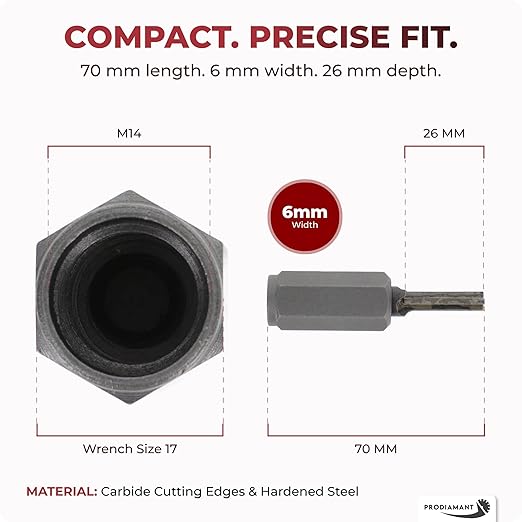PRODIAMANT® Mortar Rake [6MM / 1/4 INCH] - Raking Bit for M14 Angle Grinder with 5/8-11 Thread - Tuck Pointing Bit for Masonry, Brick, Concrete, Joint & Grout - Tungsten Carbide Cutter - Heavy Duty