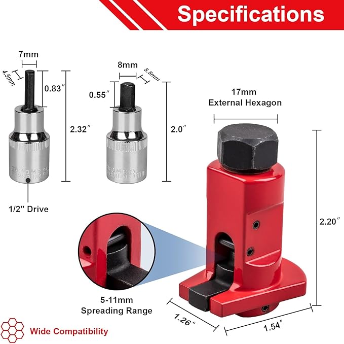 Clatoon Strut Spreader Tool, Universal Steering Suspension Strut Knuckle Spreader Tool 5-11 mm, Suspension Strut Spreader Socket Tools for Most Vehicles