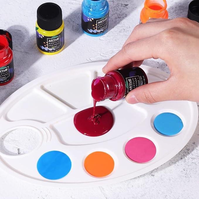 ARTME Acrylic Leather Paint Set, 20 Colors x 30ml Acrylic Leather Dye Kit Perfect for Shoes, Sneakers, Jackets, Sofa, and Car Seat