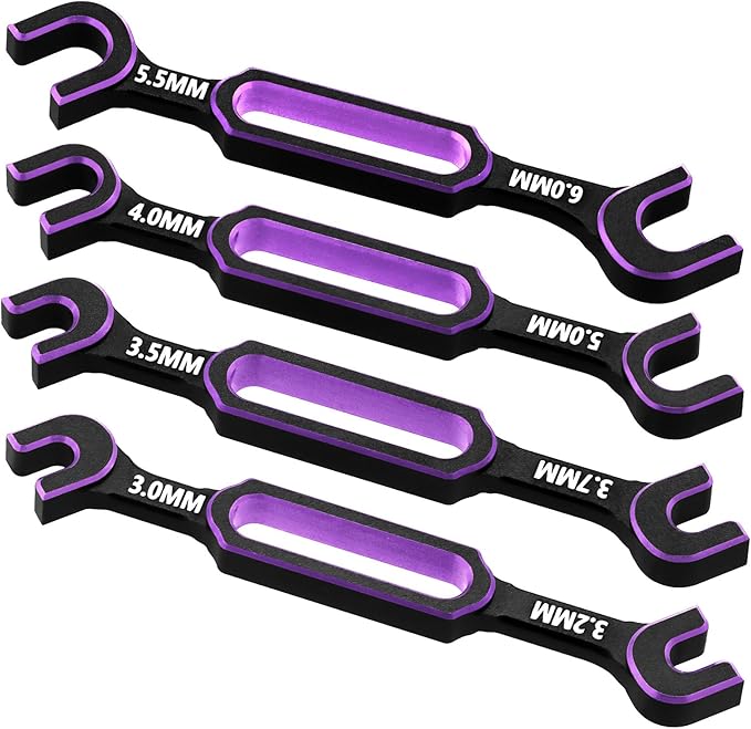 4PCS RC Wrench 3.0/3.2/3.5/3.7/4.0/5.0/5.5/6.0mm Turnbuckle Nut Ball Joint Remover RC Repair Tool for RC Crawler Car Boat RC Drone Upgrade Parts, Purple
