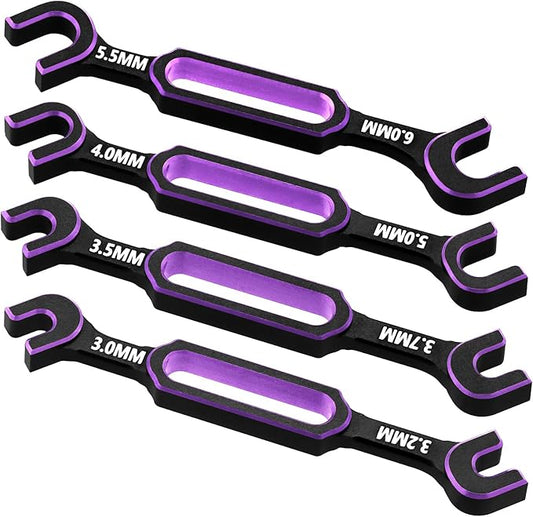 4PCS RC Wrench 3.0/3.2/3.5/3.7/4.0/5.0/5.5/6.0mm Turnbuckle Nut Ball Joint Remover RC Repair Tool for RC Crawler Car Boat RC Drone Upgrade Parts, Purple