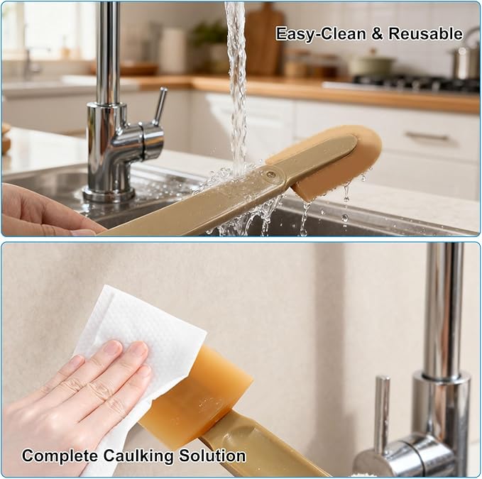 8 Pcs Rubber Caulking Tool Set - 4 Size Reusable Sealant Spatula Kit with Grip for Smooth Finishing on Tiles, Brick & Bathroom