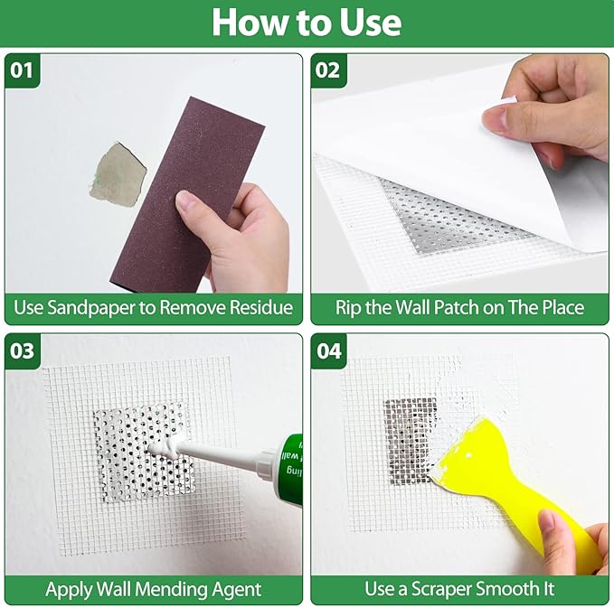 Drywall Repair Kit, Ranekie Drywall Hole Patch Kit Spackle Putty Wall Repair Large Hole Patch Kit, Wall Mending Agent with Scraper Easy to Fill The Holes for Home Wall, Plaster Dent Repair