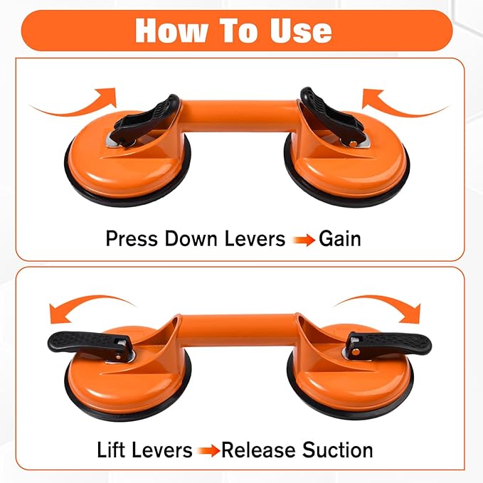 2 Pcs Laminate Floor Repair Kit for Floor Gap Fix Includes Heavy Duty Aluminum Vacuum Double Suction Cups and Rubber Hammer for Lifting Large Glass, Smooth Wooden Floor, Tile