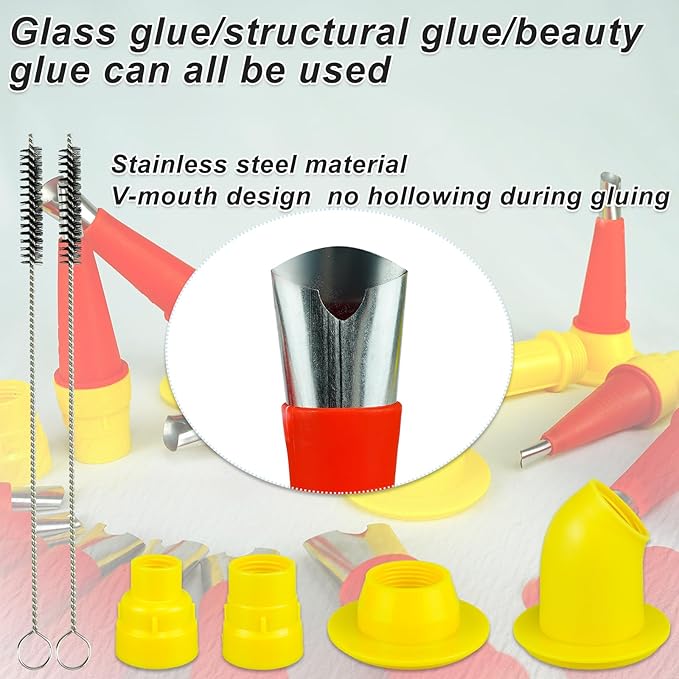 Upgrade Caulking Nozzles Tips Caulk Finisher Kit Caulk Gun Tips with Connection Bases Replacement with Brush