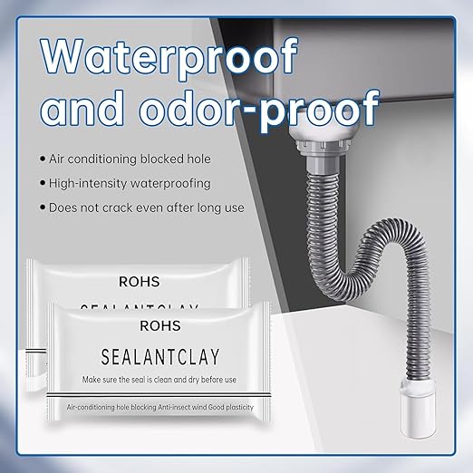 Pack of 8 White Seal Putty Waterproof Duct Seal Repair Sealing Clay, Quick Mending Mud for Drain Connection, Wall Hole, Air Conditioning Hole