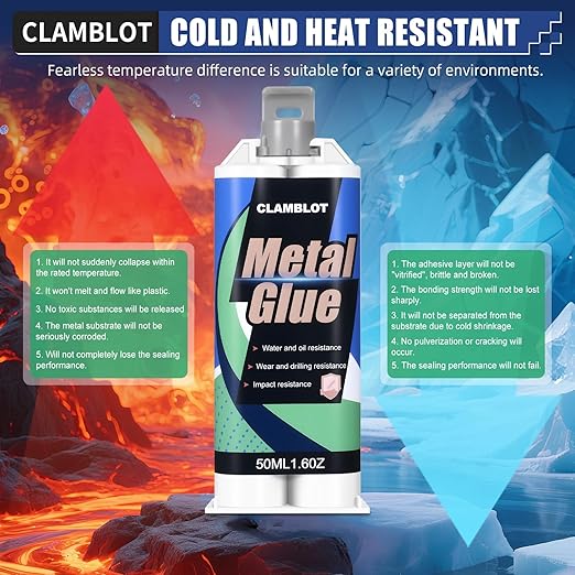 Heavy Duty Metal Glue & Steel Epoxy - 1.76oz Waterproof Liquid Weld, Strongest Adhesive Bonds to Steel, Plastic & Ceramic, Pipe Leak Sealer, Pegamento para Metal, Cold Welding Repair Kit