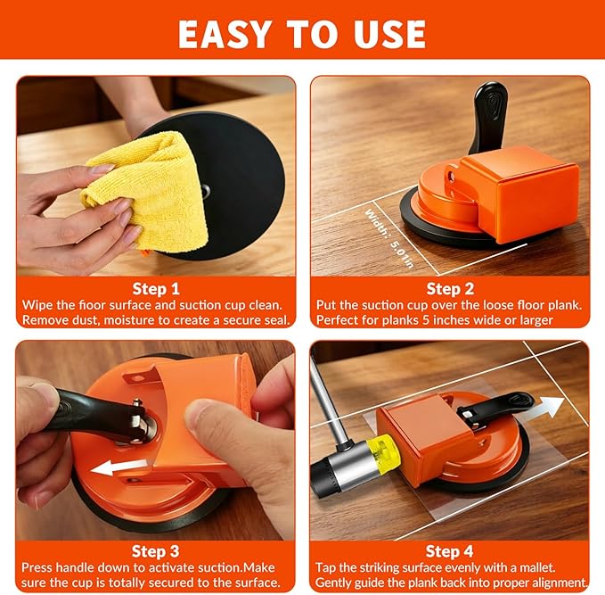 Floor Gap Fixer Tool, Heavy Duty Laminate Flooring Repair Tool with Enhanced Vacuum Suction Cup, Professional Plank Puller for Smooth Surface Wood Tile Hardwood Floor Gaps