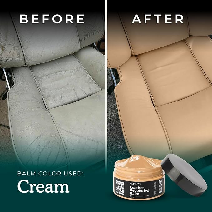 Clyde's™ Leather Company Leather Recoloring Balm – Color Restore & Scratch Repair Kit for Faded Leather Furniture, Car Seats, Sofa & Vinyl | 23 Colors | Non-Toxic Dye