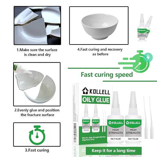 High Strength Oily Glue,Universal Super Glue,Welding High-Strength Oily Glue, Used for Quick Repair of Metal, Plastic, Wood, Glass, Jade and So On(50g/pcs)(2Pcs)