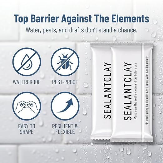 4Pack Waterproof Sealing Putty for Home Repairs – Flexible Moldable Clay for Pipe Gaps, Wall Openings, AC Sealing, Durable Leak Protection
