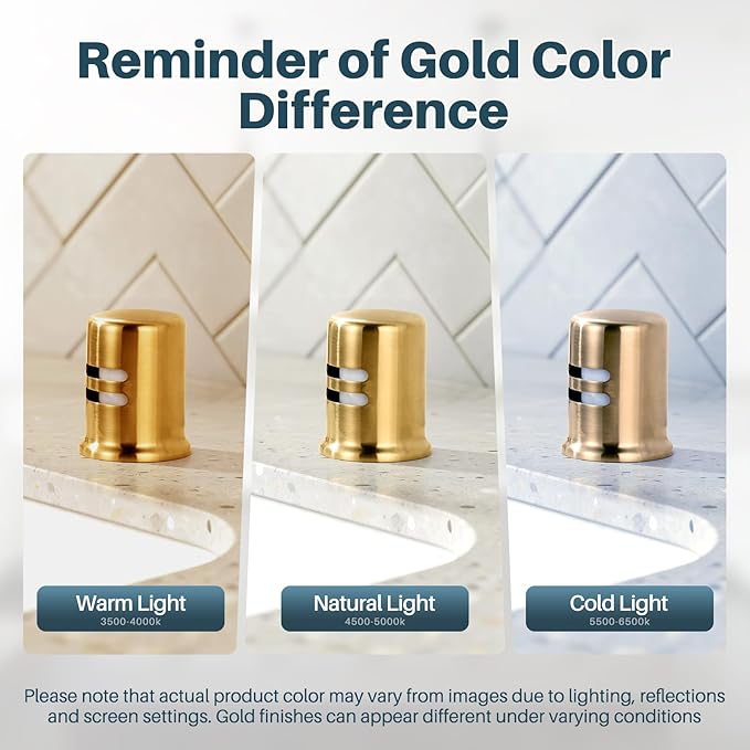 Dishwasher Air Gap Cover, Dishwasher Air Gap Cap for Kitchen Sink, Solid Brass Dishwasher Overflow Vent Cap Replacement Kit, Brushed Gold