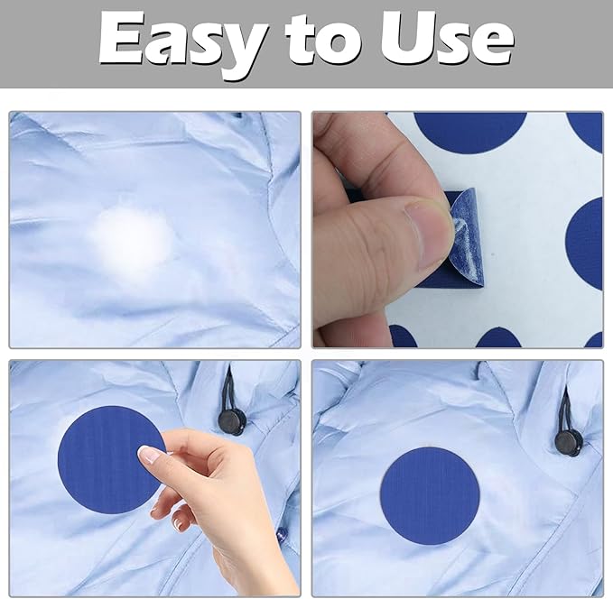 Waterproof Self-Adhesive Fabric Repair Tape - Tent Repair Kit,51pcs Nylon Fabric Patches for Tent, Jacket, Clothes, Puffer Down Jacket,Sleeping Bag, Outdoor Gear Tenacious Repairs Tape, Royal Blue