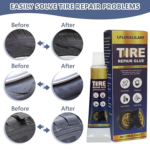 Professional Tire Repair Glue,Tire Glue sidewall,Tire Repair Rubber Nail kit,Tire Plug Glue Rubber Cement,car tire Patch Repair kit,Tire sidewall Repair Suitable for car, Motorcycle, Jeep, Tractor