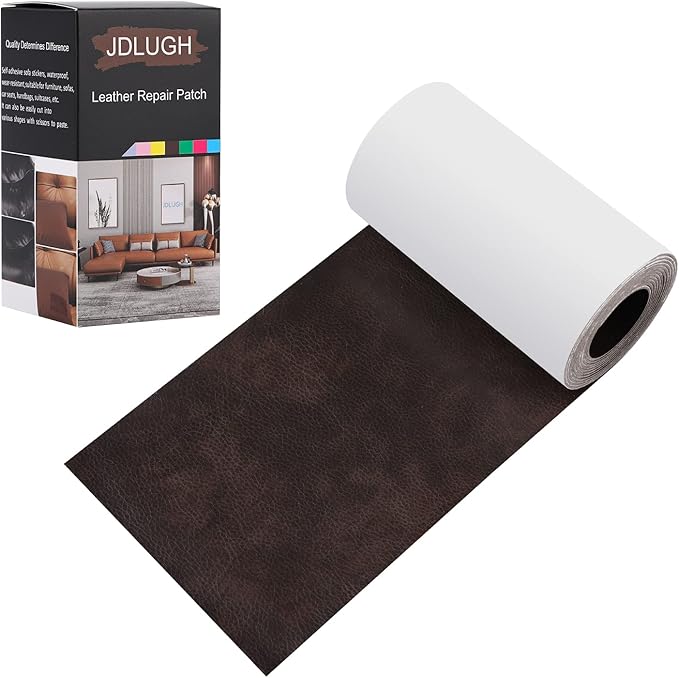 JDLUGH Sofa Leather Repair Patch Tape Self Adhesive Couch, Car Seat, Office Chair, Leather Furniture, Vinyl Repair Patch Kit for Furniture(3.5x60 Inch, Dark Brown)