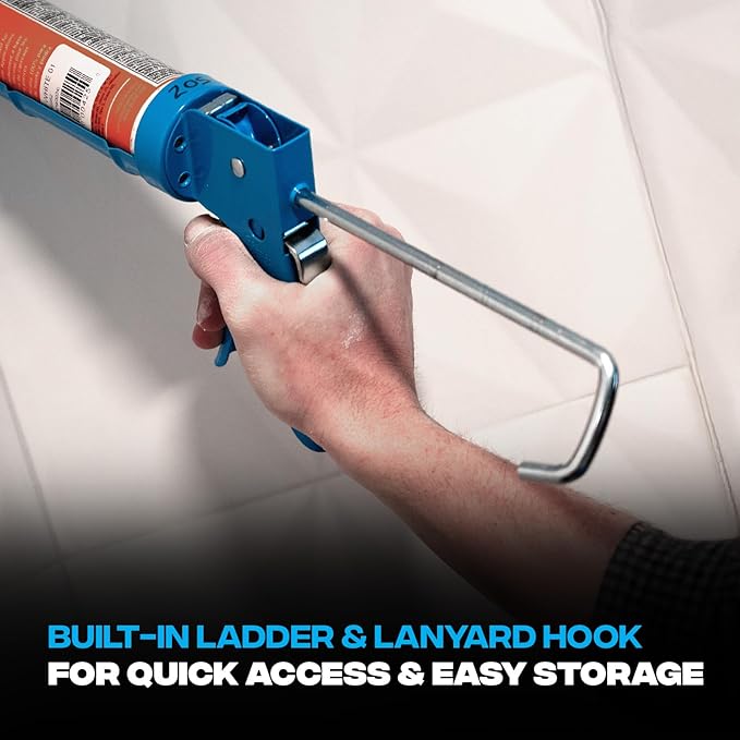OX 10 oz Drip Free Caulk Gun - 10:1 Thrust Ratio Caulking Gun Tool with Seal Punch and Spout Cutter for Silicone - OX-T046205