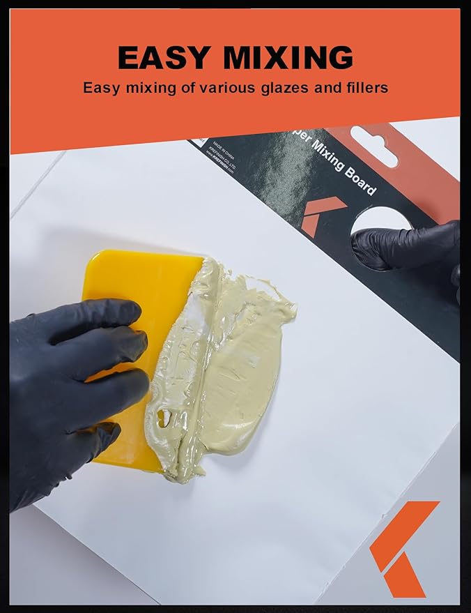 KREFINISH Body Filler Spreaders (Pack of 100) - 4" Yellow Reusable Plastic Spreader for Automotive Fillers, Putties, Glazes, Caulks and Paint