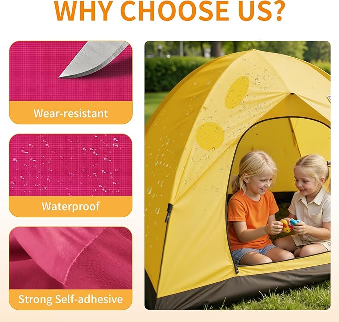Waterproof Self-Adhesive Fabric Repair Tape - Tent Repair Kit,51pcs Nylon Fabric Patches for Tent, Jacket, Clothes, Puffer Down Jacket,Sleeping Bag, Outdoor Gear Tenacious Repairs Tape, Rose