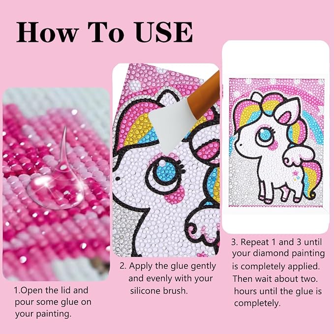 Diamond Painting Sealer Glue Kit 3 Pack 12.17OZ with Silicone Brush, Diamond Art Sealer Clear Finish High Gloss Permanent Hold & Shine Effect Puzzle Glue Clear Diamond Art Kits for Adults