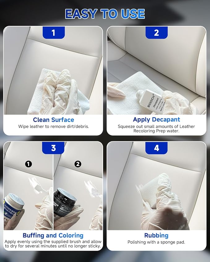 for Tesla Steering Wheel Repair Kit - 8PCS Leather & Vinyl Scratch Restorer for Model 3/Y/S/X, Leather Restoration Kit DIY Fix for Tears, Scuffs, Worn Spots & Color Fading (White)