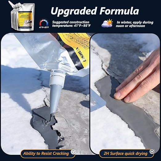 Concrete Crack Filler,5 LB High Elasticity Cement Crack Filler,Self-Leveling Quick-Drying & Waterproof Concrete Caulk,Concrete Repair for Driveway,Walkway,Patio,Joint,Indoor and Outdoor,Grey (80oz)
