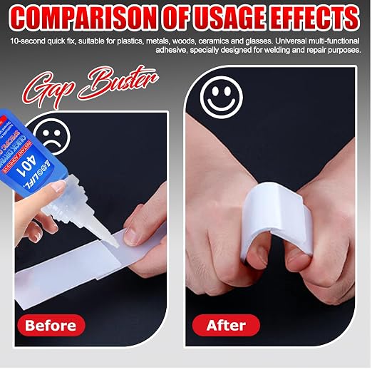 20ml Super Glue Dries Instantly, LOOLIFL High Viscosity 401 Strong Instant Adhesive Bond Transparent All-Purpose Universal for Plastic Wood Metal Rubber Leather Manicure DIY Crafts (401-5pcs)
