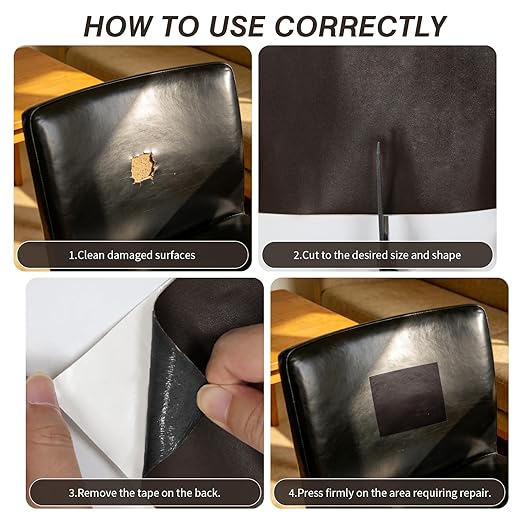 BSZHTECH Leather Repair Tape Self-Adhesive Leather Repair Patch for Couch Furniture Sofas Car Seats Advanced PU Vinyl Leather Repair Kit(Dark Coffee, 3.9 X 79 inch)