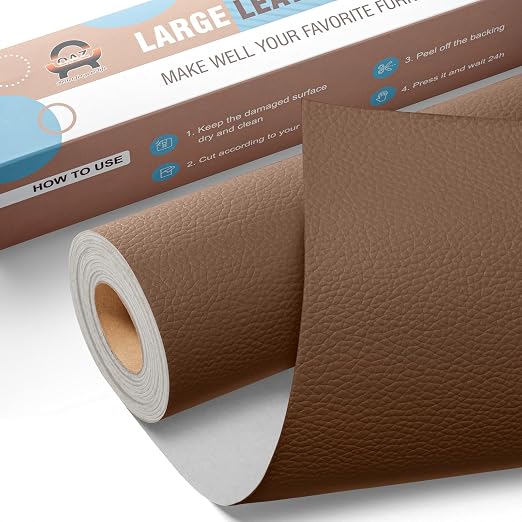 Leather Repair Kit for Furniture 16"x 63" Leather Tape Repair Patch Self Adhesive Sofa Vinyl Repair Patch Kit for Car Seat,Couch,Boat Seat,Chair - Caramel Brown