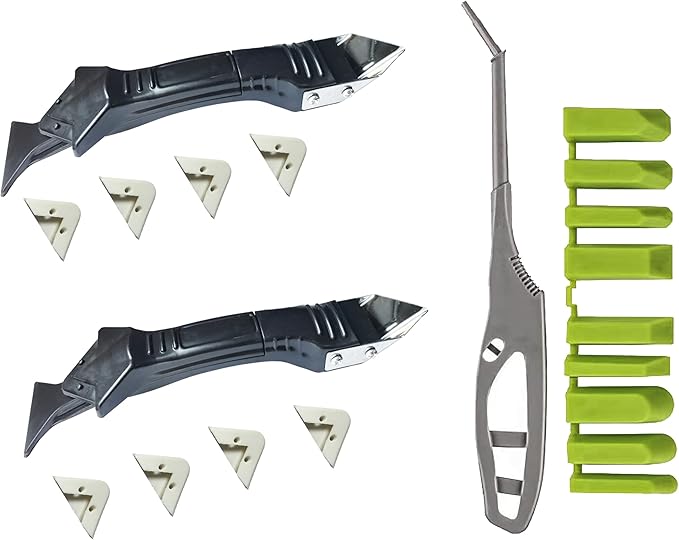 2 pieces 3-IN-1 Caulk Tool for Removal and Applicationl, Suitable for precision machining tools in bathrooms, kitchens, and other areas