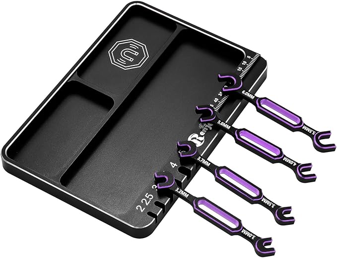 4PCS Wrench 3.0/3.2/3.5/3.7/4.0/5.0/5.5/6.0mm Turnbuckle Nut Ball Joint Remover with RC Screw Tray for RC Car Boat Model Repair Tool Kit (Purple)