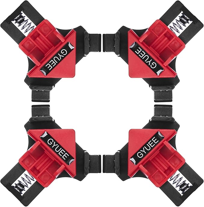 90 Degree Angle Clamps, Woodworking Corner Clip, Right Angle Clip Fixer, Set of 4 Clamp Tool with Adjustable Hand Tools (red4)