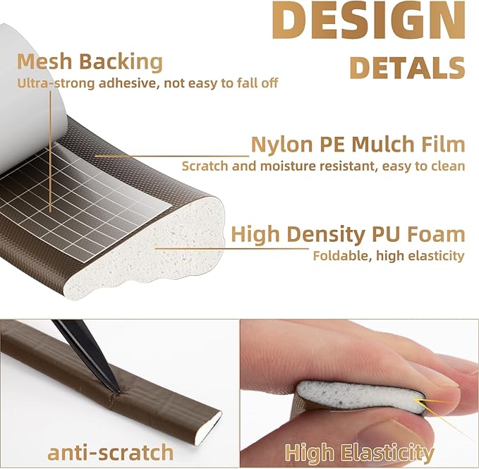 3Pcs×196" Wedge-Shape Foam Window Weather Stripping Door Seal Strip,Soundproofing Frame Insulation Tape for Exterior Front Door,Noise Cancelling Window Inserts,Door Gap Filler Light Blocker,Brown