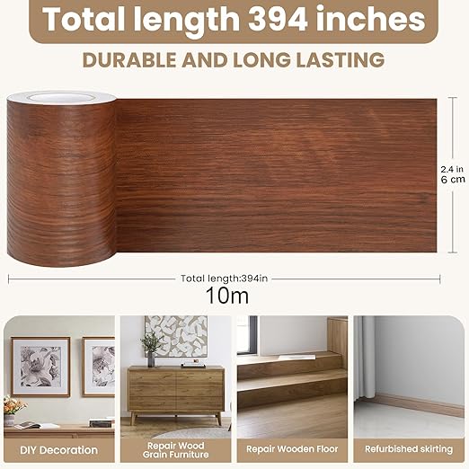 Wood Grain Repair Tape, 2.4inch X 32ft Self Adhesive Wood Colored Tape for Tables, Chairs, Baseboards, Doors, Windows, Floors, Handicraft DIY.