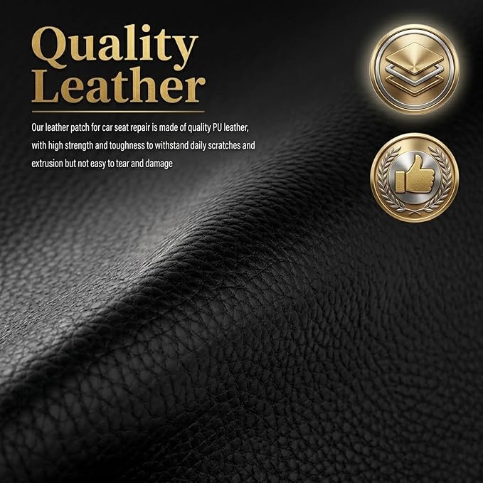 2PCS 8"x4" PU Leather Repair Patch,Self-Adhesive Leather Repair Kit to Repairs Cracks/Holes,Versatile Leathers Patch for Car Seat Repairs & Furniture & Vinyl Surface