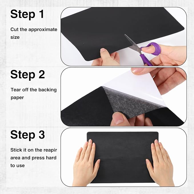 WSICSE 4Pcs Leather Patches for Furniture, 8 x11 Inch Leather Repair Patches Self-Adhesive Repair Kit for Car Seat Repair (Black)