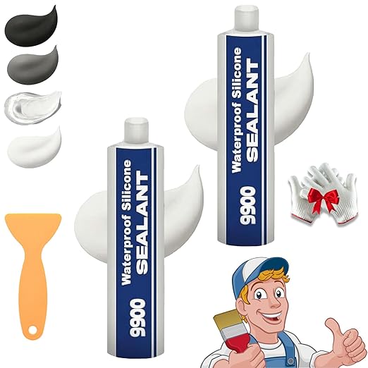 All-Purpose Super-Bonding Structural Sealant, 9900 Sealant Waterproof, Waterproof Adhesive 9900, Multi-Surfaces Adhesive for Roof Bathroom Tile (White-2PCS)