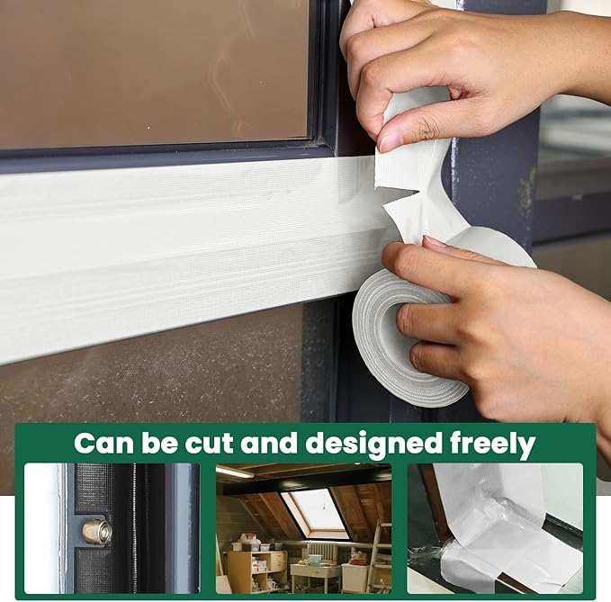 Window Sealing Tape, Window AC Insulation Air Conditioner Sealing Around Frame,3 inch X 65.5 FT, Blocker for Cold Heat Air, Waterproof Tape for Repair, Heavy Duty No Residue (White)