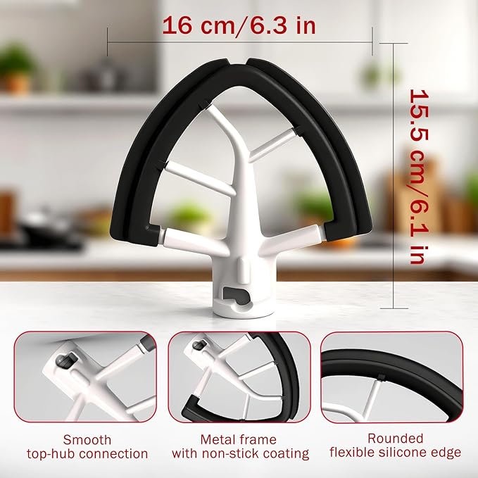 Flex Edge Beater for Kitchenaid 4.5/5 Qt Tilt-Head Mixer – Flexible Silicone Edge Paddle, Auto-Scrape Bowl Scraper, Dishwasher Safe– For Kitchenaid Accessories and Attachments (Black)