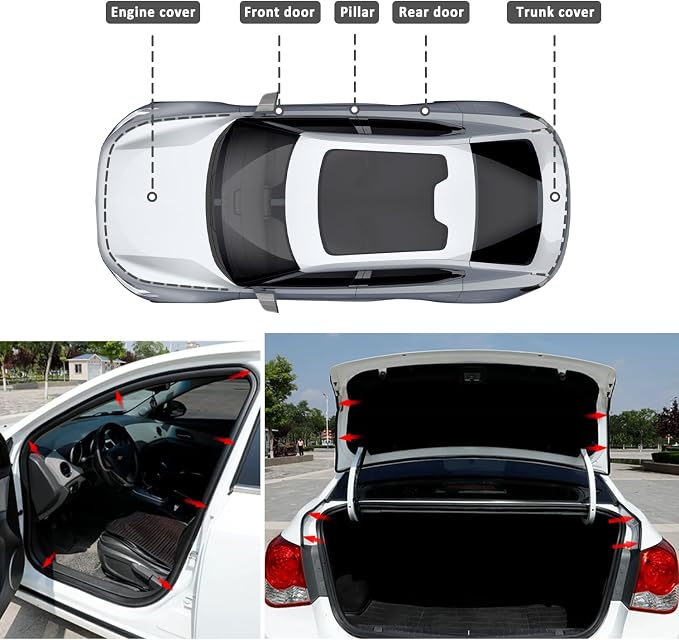 16.4Ft Car Door Seal,Thickened Rubber Automotive Weather Stripping for Hoods,Trunks,Windows,Universal Soundproof Car Weather Stripping Car Accessories for Most Car,Truck,SUV (16.4Ft)