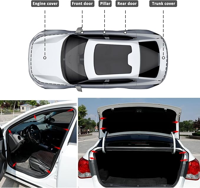 32.8Ft Car Door Seal,Thickened Rubber Automotive Weather Stripping for Hoods,Trunks,Windows,Universal Soundproof Car Weather Stripping Car Accessories for Most Car,Truck,SUV (32.8Ft)
