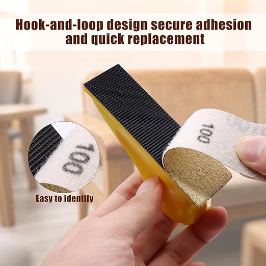 ZEHIQ 3.5”x1” Mini Detail Hand Sander Kit, 130Pcs 40-1000 Grit Hook-and-Loop Aluminum Oxide Sandpaper, Ergonomic Micro Sanding Block for Woodworking, 3D Printing, Metal Polishing & DIY Crafts