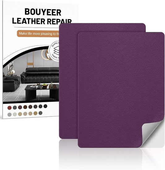 BOUYEER Leather Repair Patch Tape Kit,Self Adhesive Leather Repair for Sofa，Car Seat,Office Chair,Furniture,Jacket,Waterproof Strong Adhesive Vinyl Repair Kit. 8 in x 11 in,Purple