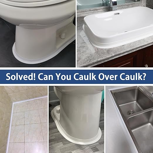 Caulk Tape - Updated Enhanced Adhesive, Caulk Tapes Waterproof Self Adhesive, Traditional Caulking Sealant Replacement, Caulking Strips for Toilet, Bathroom, Sink, Bathtub, Floor Wall Edge Protector