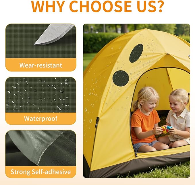 Waterproof Self-Adhesive Fabric Repair Tape - Tent Repair Kit,4pcs Nylon Fabric Patches for Jacket, Clothes, Puffer Down Jacket,Sleeping Bag, Outdoor Gear Tenacious Repairs Tape, Dark ArmyGreen