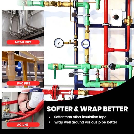 ADHES PVC Pipe Wrap Tape, 2 Inch X 35 Yds, Corrosion Protection Pipe Tape, Weatherproof PVC Tape for Drain Pipe, Metal & Electrical Piping, Underground Pipe, Black