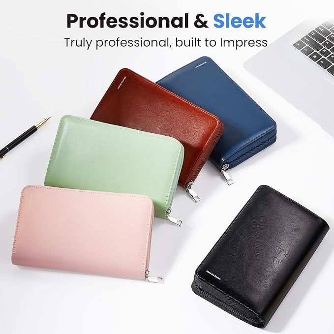 Sooez Zip-Enclosed Business Card Holder Organizer, Professional Credit Card Case Book for Women Men, 240 Capacity, Premium Vegan Leather Gift Card Organizer Storage, Business Card Wallet, Navy Blue