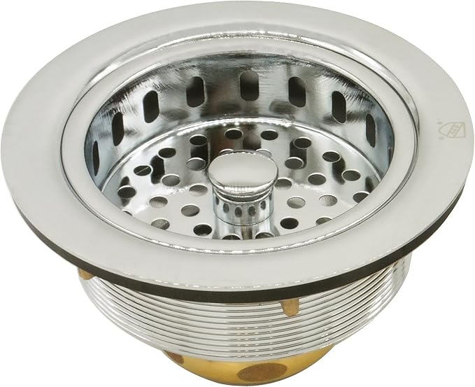 Westbrass CO2165S-05 COMBO PACK 3-1/2" Post Style Large Kitchen Sink Basket Strainer and Waste DisposalDrain Flange with Basket Strainer, Polished Nickel