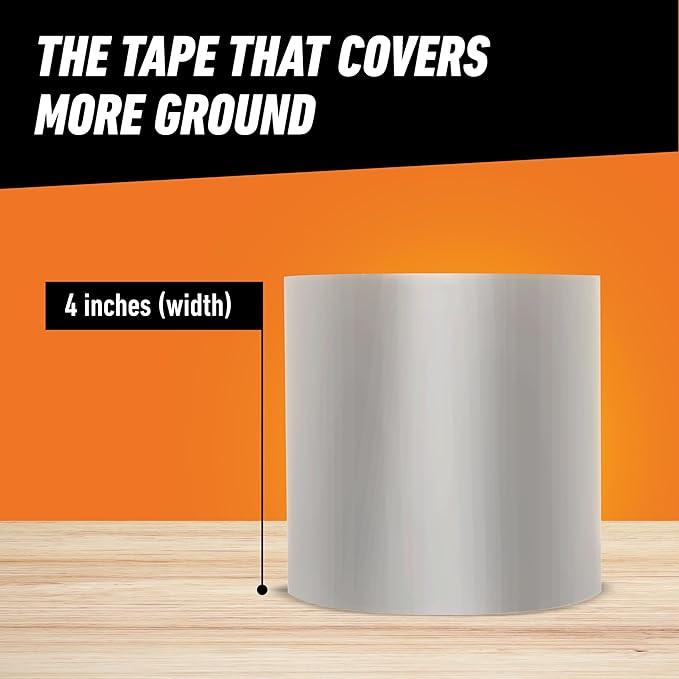 Gorilla Waterproof Patch & Seal Tape, Clear Tape, 4" x 8' (Pack of 2) - Permanent Weather Resistant Seal for Leaks and Repairs