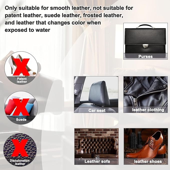 Kenbry Leather Repair Kit for Furniture,12 Colors Vinyl Leather-Couch Repair Kit for Car Seats Jacket Belt, Purse, Shoes,Boat Seat,Restore Scratch, Tears & Burn Holes